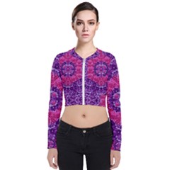 Flowers And Purple Suprise To Love And Enjoy Long Sleeve Zip Up Bomber Jacket by pepitasart