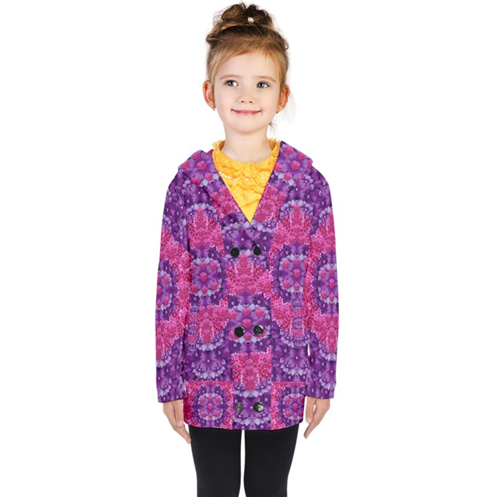 Flowers And Purple Suprise To Love And Enjoy Kids  Double Breasted Button Coat