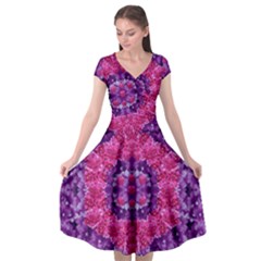 Flowers And Purple Suprise To Love And Enjoy Cap Sleeve Wrap Front Dress by pepitasart