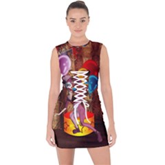 Cute Little Harlequin Lace Up Front Bodycon Dress by FantasyWorld7