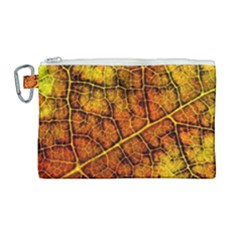 Autumn Leaves Forest Fall Color Canvas Cosmetic Bag (large) by Wegoenart