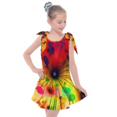 Color Background Structure Lines Kids  Tie Up Tunic Dress by Wegoenart