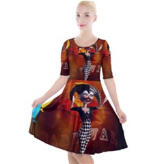 Cute Little Harlequin Quarter Sleeve A-line Dress by FantasyWorld7