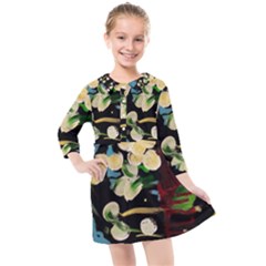 Valley Lilies 1 1 Kids  Quarter Sleeve Shirt Dress by bestdesignintheworld