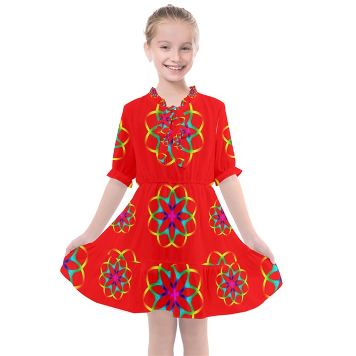 Geometric Design Decor Decorative Repeating Pattern Seamless Kids  All Frills Chiffon Dress