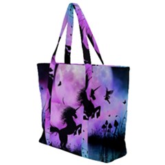 Wonderful Unicorn With Fairy In The Night Zip Up Canvas Bag by FantasyWorld7