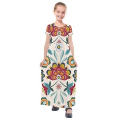 Baatik Print  Kids  Short Sleeve Maxi Dress by designsbymallika