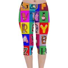 Alphabet Pattern Velvet Capri Leggings  by designsbymallika