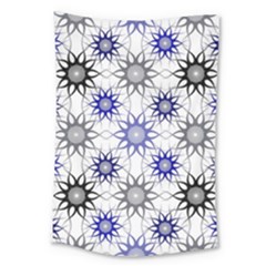 Pearl Pattern Floral Design Art Digital Seamless Blue Black Large Tapestry by Vaneshart