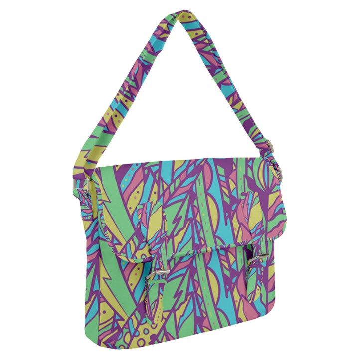 Feathers Pattern Buckle Messenger Bag