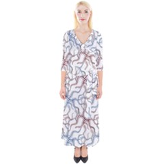 Pearl Pattern Floral Design Art Digital Seamless Quarter Sleeve Wrap Maxi Dress
