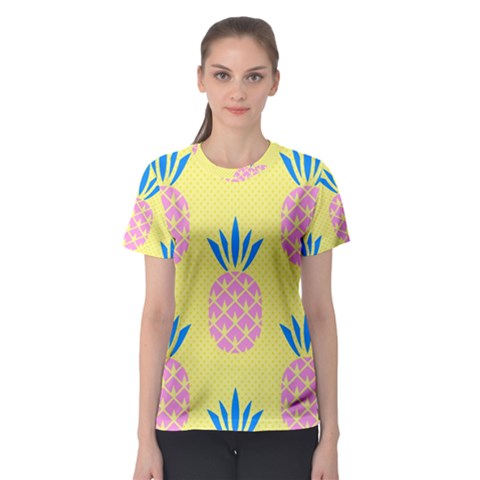Summer Pineapple Seamless Pattern Women s Sport Mesh Tee by Sobalvarro