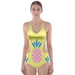 Summer Pineapple Seamless Pattern Cut-out One Piece Swimsuit by Sobalvarro