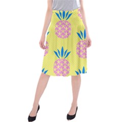 Summer Pineapple Seamless Pattern Midi Beach Skirt by Sobalvarro