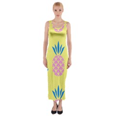 Summer Pineapple Seamless Pattern Fitted Maxi Dress by Sobalvarro