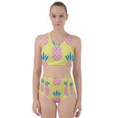 Summer Pineapple Seamless Pattern Racer Back Bikini Set by Sobalvarro