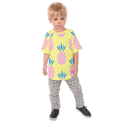 Summer Pineapple Seamless Pattern Kids  Raglan Tee by Sobalvarro