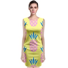 Summer Pineapple Seamless Pattern Sleeveless Velvet Midi Dress by Sobalvarro