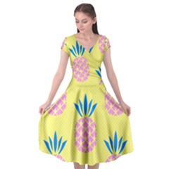 Summer Pineapple Seamless Pattern Cap Sleeve Wrap Front Dress by Sobalvarro