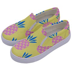 Summer Pineapple Seamless Pattern Kids  Canvas Slip Ons by Sobalvarro