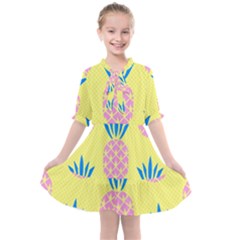 Summer Pineapple Seamless Pattern Kids  All Frills Chiffon Dress by Sobalvarro