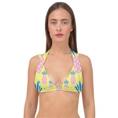 Summer Pineapple Seamless Pattern Double Strap Halter Bikini Top by Sobalvarro