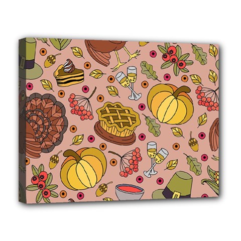 Thanksgiving Pattern Canvas 14  X 11  (stretched) by Sobalvarro