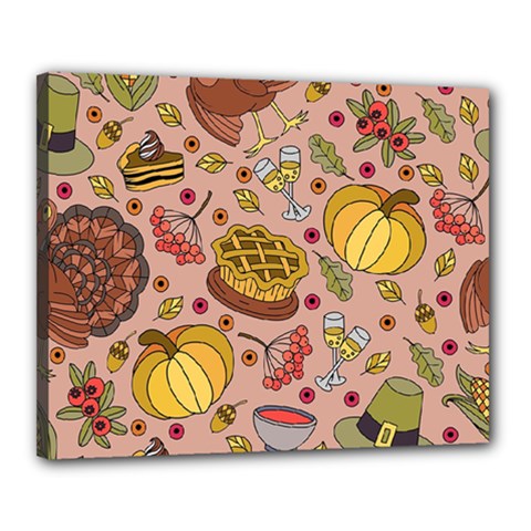 Thanksgiving Pattern Canvas 20  X 16  (stretched) by Sobalvarro