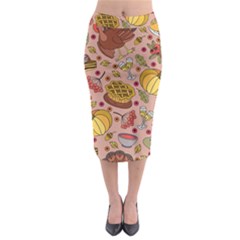 Thanksgiving Pattern Midi Pencil Skirt by Sobalvarro