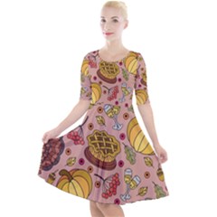 Thanksgiving Pattern Quarter Sleeve A-line Dress by Sobalvarro