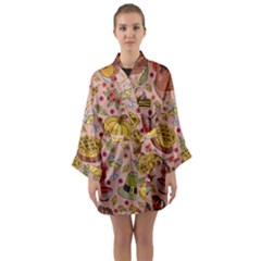 Thanksgiving Pattern Long Sleeve Satin Kimono by Sobalvarro