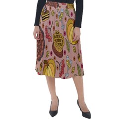 Thanksgiving Pattern Classic Velour Midi Skirt  by Sobalvarro