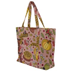 Thanksgiving Pattern Zip Up Canvas Bag by Sobalvarro