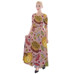 Thanksgiving Pattern Half Sleeves Maxi Dress by Sobalvarro