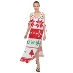 Ugly Christmas Sweater Pattern Maxi Chiffon Cover Up Dress by Sobalvarro