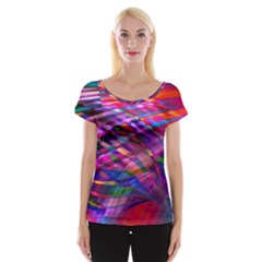 Wave Lines Pattern Abstract Cap Sleeve Top by Alisyart