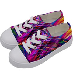 Wave Lines Pattern Abstract Kids  Low Top Canvas Sneakers