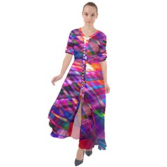 Wave Lines Pattern Abstract Waist Tie Boho Maxi Dress by Alisyart