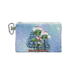 Merry Christmas, Funny Mushroom With Christmas Hat Canvas Cosmetic Bag (small) by FantasyWorld7