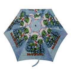 Merry Christmas, Funny Mushroom With Christmas Hat Mini Folding Umbrellas by FantasyWorld7