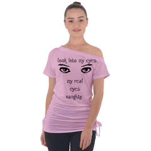 Look Into My Eyes  Off Shoulder Tie-up Tee by myuique