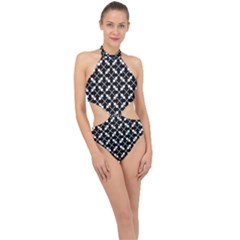 Abstract Background Arrow Halter Side Cut Swimsuit by HermanTelo