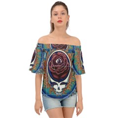 Grateful Dead Ahead Of Their Time Off Shoulder Short Sleeve Top by Sapixe