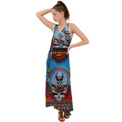 Grateful Dead Wallpapers V-neck Chiffon Maxi Dress by Sapixe