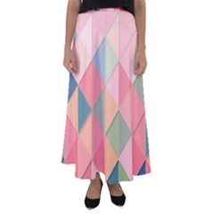 Background Geometric Triangle Flared Maxi Skirt by Sapixe