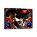 Confederate Flag Usa America United States Csa Civil War Rebel Dixie Military Poster Skull Mini Canvas 7  x 5  (Stretched)
