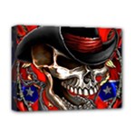 Confederate Flag Usa America United States Csa Civil War Rebel Dixie Military Poster Skull Deluxe Canvas 16  x 12  (Stretched) 