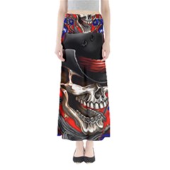 Confederate Flag Usa America United States Csa Civil War Rebel Dixie Military Poster Skull Full Length Maxi Skirt by Sapixe