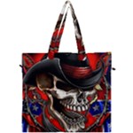Confederate Flag Usa America United States Csa Civil War Rebel Dixie Military Poster Skull Canvas Travel Bag