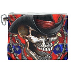 Confederate Flag Usa America United States Csa Civil War Rebel Dixie Military Poster Skull Canvas Cosmetic Bag (xxl) by Sapixe